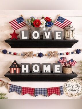 ⤵️🆕HOME|LOVE handmade farmhouse foam blocks reversible 4 pieces